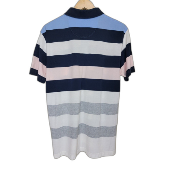 Pink & Blue BROOKS BROTHERS Striped Slim Fit Polo Shirt - Large - Picture 2 of 5